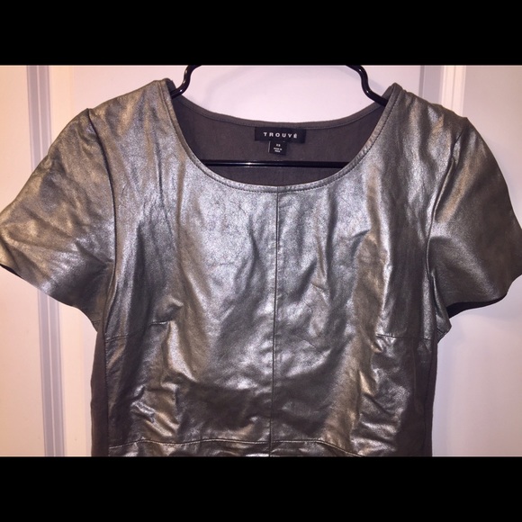 Trouve real leather top, silver, size XS - Picture 2 of 6